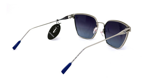 Anteojos De Sol Gafas Valeria Mazza 7372 Polarizado Lente Negro Varilla Plateado Armazón Azul Diseño 004
