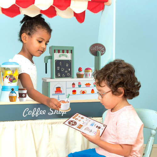 Set Postre Café Madera 2 En 1 Niños Accesorios Máquinas Café Color