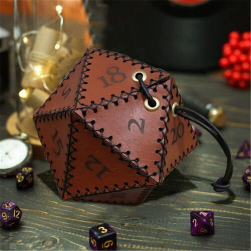 Bolsa De Cuero Para Dados D20, Monedero, Bolsa De Cuero Con