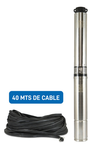 Bomba Sumergible Pozo Vasser Bs4 1.5 Hp 4 Pulgadas + 40 Mts Color Gris Oscuro