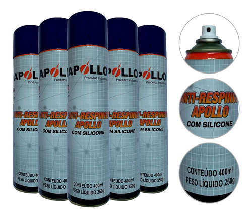 Kit 5 Anti Respingo Para Solda Com Silicone Spray 400ml 250g