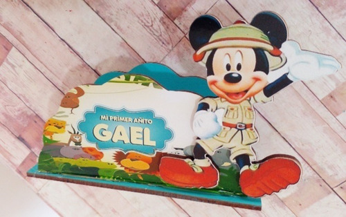 6 Servilleteros Mickey Safari Fibrofacil Personalizados 