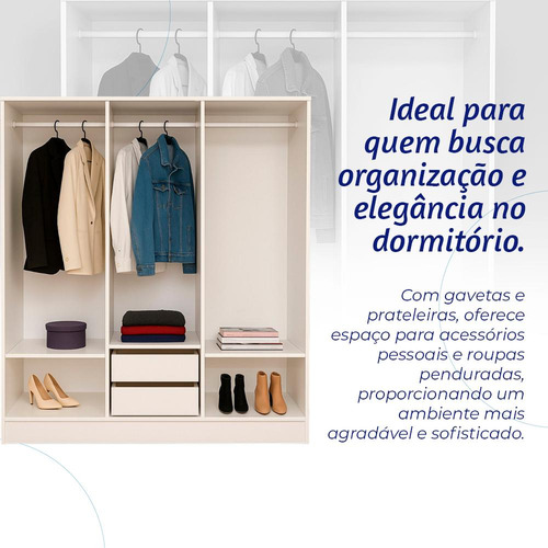 Closet Lisboa Com Cômoda Marbela 12 Gavetas Evidência