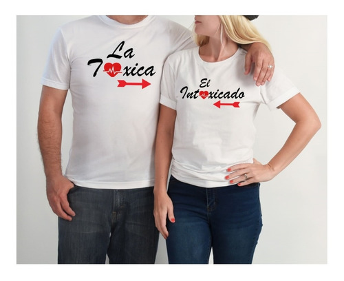 Playeras Duo Pareja Novios Amor Tóxica Intoxicado Pack 2 Pz.