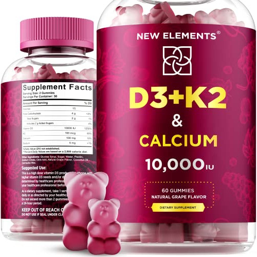 Vitamina D3 K2 Gummies 10000 Iu Con Calcio 100mg - Cs7fi