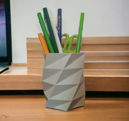 2 Porta Lápices/plumas Low Poly Espiral Impresos En 3d