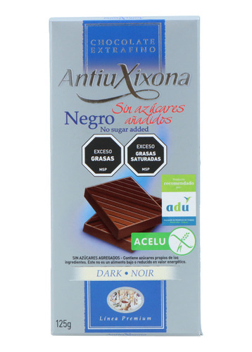 Tableta De Chocolate Antiu Negro Sin Azúcar 125g Ub