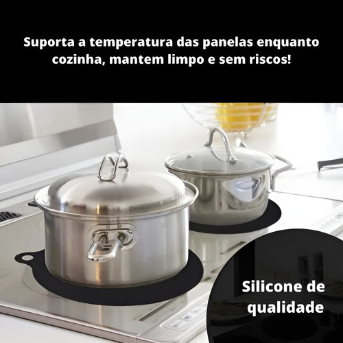 Kit 8 Un Protetor De Fogão Indução Silicone Redondo Preto