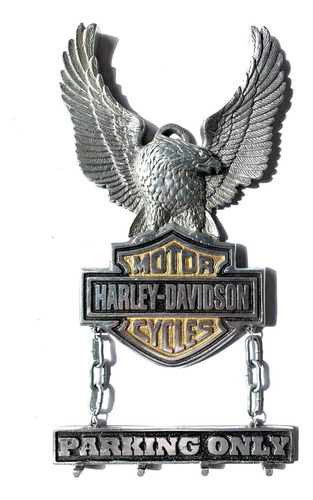 Harley Davidson Emblema Porta Llaves Parkig Only Aluminio