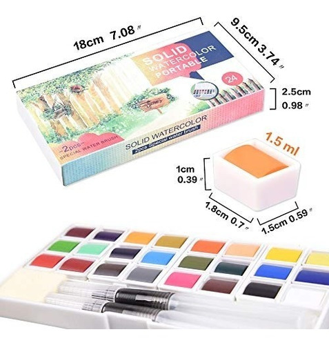 24 Surtidos Conjunto De Acuarela Viaje - Kit De Pintura De