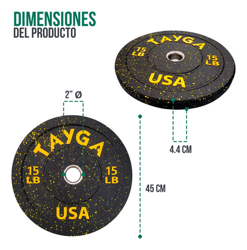 Par Disco Bumper Hi Temp 15 Lb C/u Negro/amarillo Tayga
