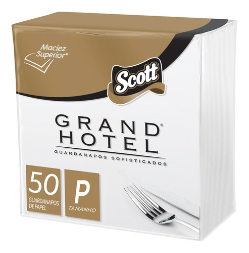 Guardanapo de Papel Folha Dupla Scott Grand Hotel 23,8cm x 21,8cm Pacote 50 Unidades