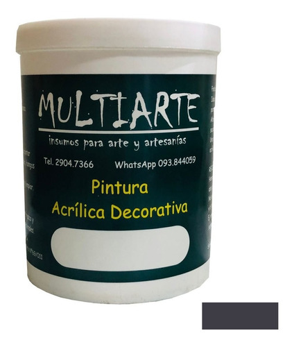 Pintura Artesanal  Multiarte Al Agua Color Grafito 1 Litro 