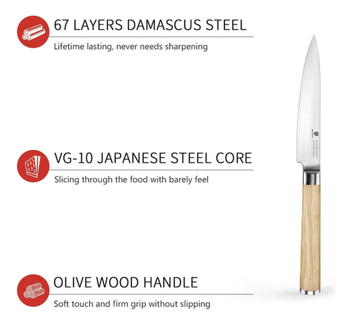 Brodark Cuchillo De Cocina De 5 Pulgadas, Cuchillo De Cocina
