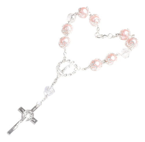 12 Pulsera Perla Rosario Para Niña Niño Nuestra Señora Rosa