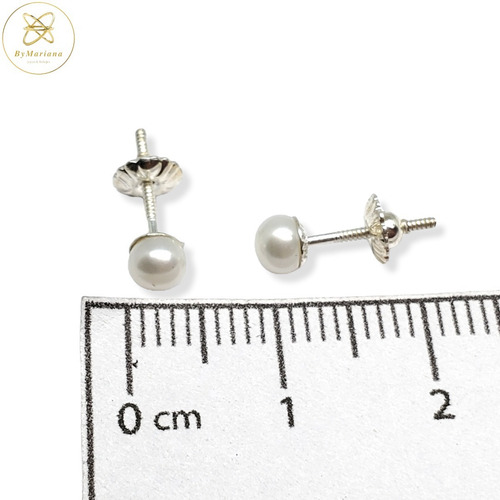 Imagen 4 de 5 de Aros Plata Perla Cultivada De Rio 4mm