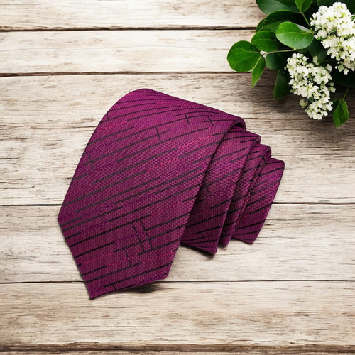 Gravatas Masculinas Slim Premium Luxo Diferenciadas Cor H12 Fucsia Desenho Do Tecido Florido