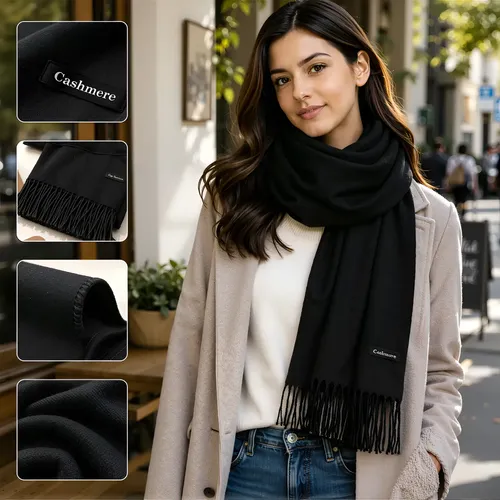 Cachecol Lenço Echarpe Pashmina Xale Feminino Preto Cores