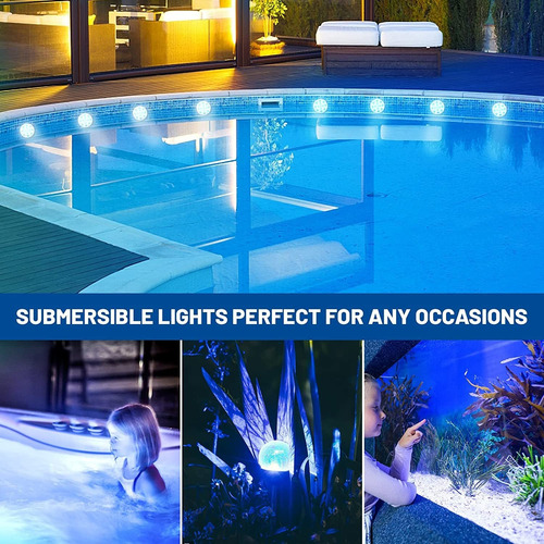 Imagen 7 de 7 de 4pcs 8cm Led Luces Sumergibles Remoto Impermeable Piscina Lu
