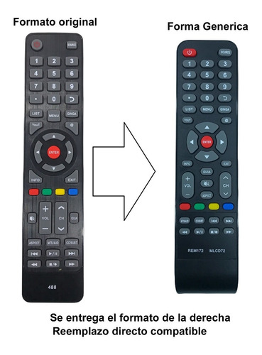 Imagen 2 de 4 de Control Remoto Lcd Led Rca Lt 32t20 Smart 40t20 48t20