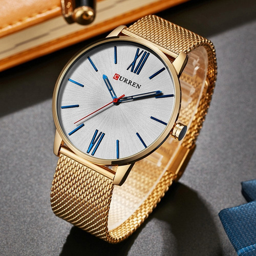 Curren 8238 Mens Casual Ultra-fino Relógio De Pulseira De Aç