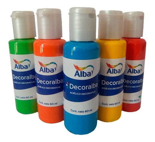 Set Pintura Acrílica Alba 60ml Ideal Para Lienzo - Set X 6