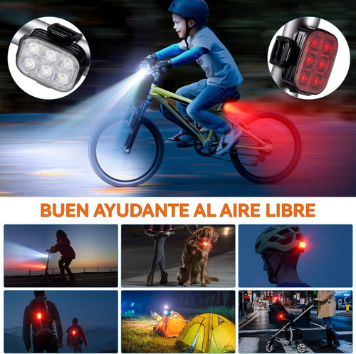 Lampara Bicicleta Led Recargable Ip65 Delantera Trasera