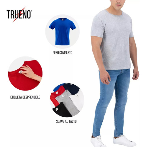 Playera Trueno Algodon Estampar Peso Comp Talla Grande 6 Pzs