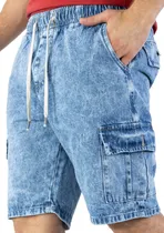 Comprar Bermuda De Jean Cargo Hombre Baggy Pantalon Corto Rigido