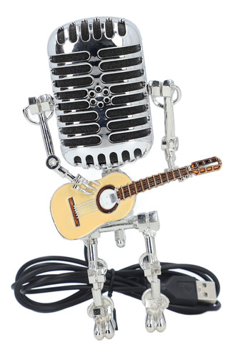 Robot Con Micrófono Metálico Que Sostiene La Guitarra, Estil