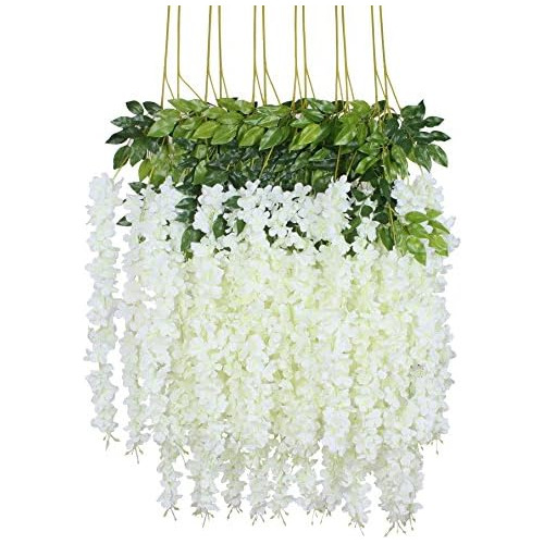 12 Piezas De Seda Artificial Wisteria Vine 3.6 Pies Rat...