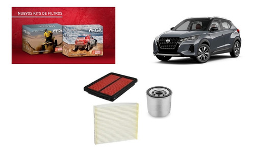 Kit X3 Filtros Aire Aceite Polen Nissan Kicks 2016 17 18 19 