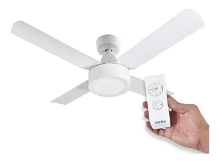 Ventilador De Techo V5rb Metal Control Remoto Timer Luz Led Cantidad de aspas 4 Color de la estructura Blanco Color de las aspas Blanco Diámetro 110 cm