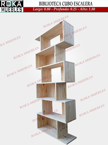 Imagen 3 de 4 de Biblioteca Cubo Escalera Pino 100x25x180 Roka