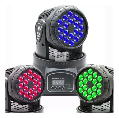 2 Mini Moving Head Wash 18 Quadrileds Rgbw Iluminação Dj