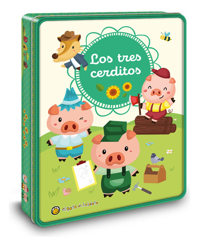 * Lata Los Tres Cerditos * Libro Stickers Figuras Para Armar
