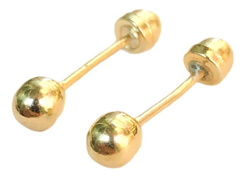Broqueles Oro Bolita Moda Calidad 100% Oro 10k Niña Bebe 4mm