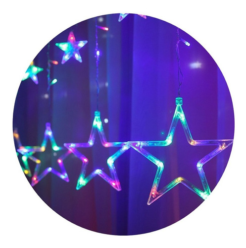 Cascata Led Com Estrelas Decoração 8 Funções 