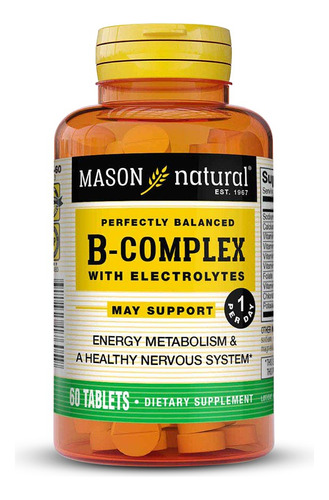 Complejo B Con Electrolitos - Mason Natural X 60 Cápsulas