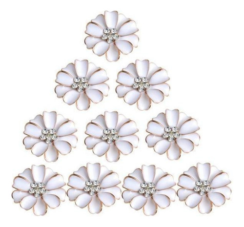 5x 10pcs Metal Diamante Flor Flatback Botones De