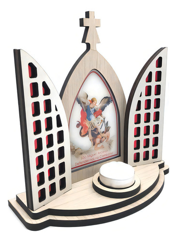Oratório São Miguel Arcanjo Capela Vitral Com Porta Vela
