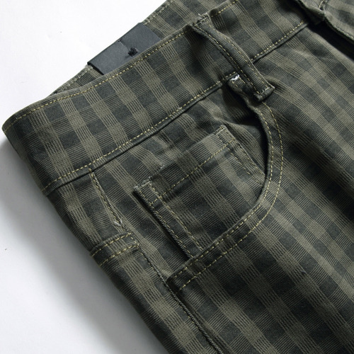 Pantalones Estampados A Cuadros Para Hombre, De Alta Elastic