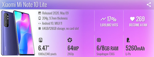 Xiaomi Mi Note 10 Lite 128gb Dual + Garantia - Solo Caba&gba