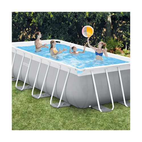 Piscina estructural rectangular Intex 26792 con capacidad de 10874 litros de 488cm de largo x 244cm de ancho gris claro diseño mosaico