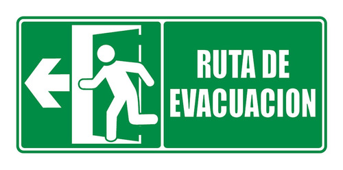Señal Ruta De Evacuacion Izquierda 30x15