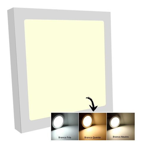 Luminaria Sobrepor Led 24w Slim Plafon Slim Quadrado 30cm