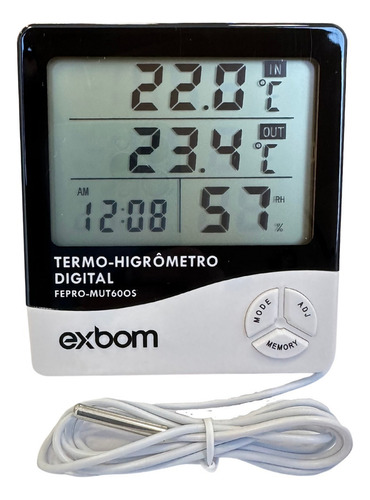 Termo Higrômetro Com Sensor Externo E Certificado Calibração