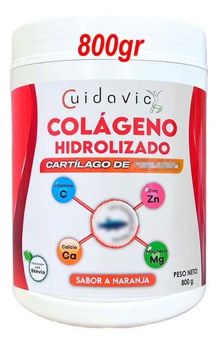 800g Colágeno Hidrolizado Polvo Cartílago Vitaminas Naranja