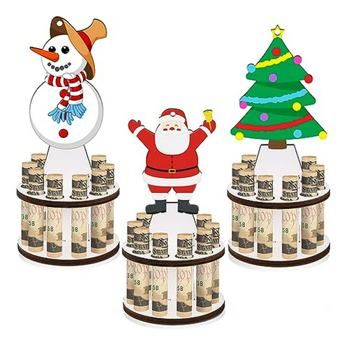 Porta Dinero Navideño De Madera (3 Pzs.)