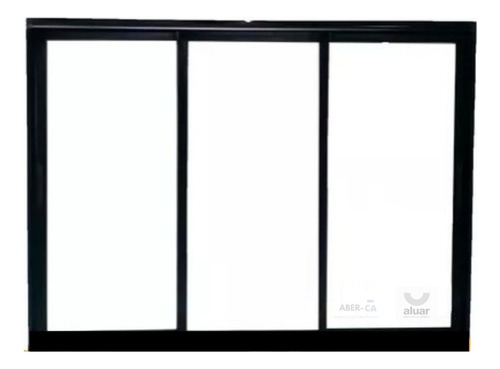 Ventana Módena Aluminio Negro 300x200 Vidrio 4mm 3hojas 3g